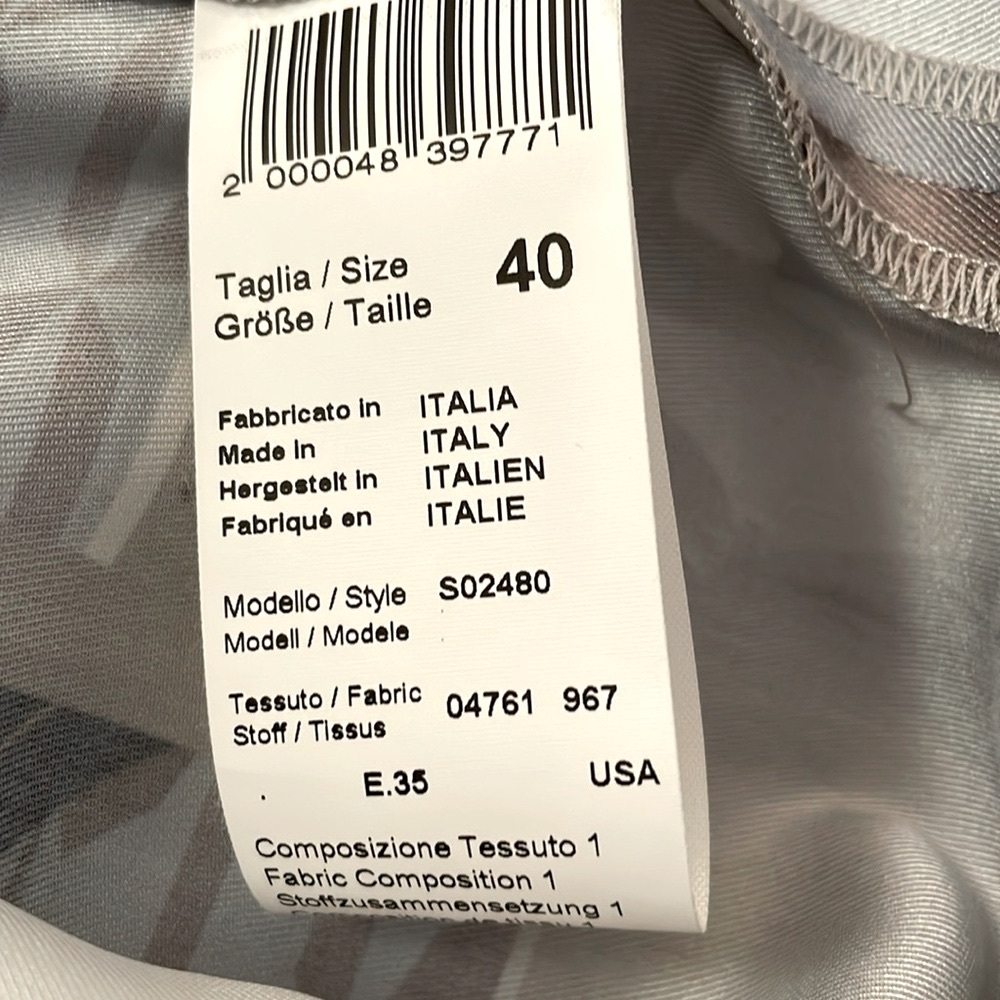 SALE! Peserico Tan, White & Grey Printed Dress - Picture 10 of 13